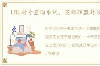 LOL封号查询系统，英雄联盟封号查询