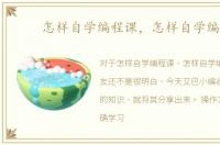 怎样自学编程课，怎样自学编程