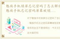 魅族手机锁屏忘记密码了怎么解锁怎么办，魅族手机忘记密码屏幕被锁定解锁方法！