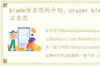 blade啥意思的介绍，cruzer blade 是什么意思