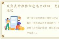 发出去的微信红包怎么收回，发错的红包撤回
