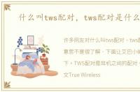 什么叫tws配对，tws配对是什么意思