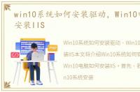 win10系统如何安装驱动，Win10电脑如何安装IIS