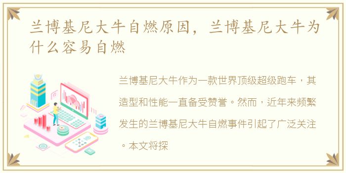 兰博基尼大牛自燃原因，兰博基尼大牛为什么容易自燃