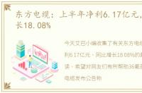 东方电缆：上半年净利6.17亿元，同比增长18.08%