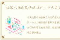 机器人概念股快速拉升，中大力德涨停