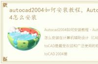 autocad2004如何安装教程，AutoCAD 2004怎么安装