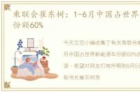 乘联会崔东树：1-6月中国占世界新能源车份额60%