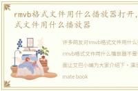 rmvb格式文件用什么播放器打开，rmvb格式文件用什么播放器