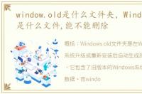 window.old是什么文件夹，Windows.old是什么文件,能不能删除