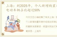 上海：到2025年，个人新增购置车辆中纯电动车辆占比超过50%