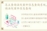 怎么查询法院案件信息查询系统，怎么查询法院案件信息查询