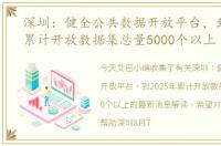 深圳：健全公共数据开放平台，到2025年累计开放数据集总量5000个以上