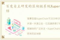 百度自主研发的区块链系统XuperChain介绍