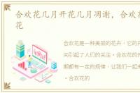 合欢花几月开花几月凋谢，合欢花几月开花