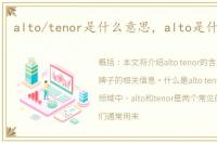alto/tenor是什么意思，alto是什么牌子