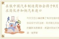 在俄中国汽车制造商协会将于9月注册，寻求简化并加快汽车进口