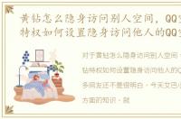 黄钻怎么隐身访问别人空间，QQ空间黄钻特权如何设置隐身访问他人的QQ空间
