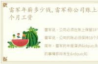 雷军年薪多少钱,雷军称公司账上必须留18个月工资