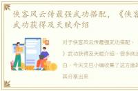 侠客风云传最强武功搭配，《侠客风云传》武功获得及天赋介绍