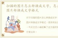 扫描的图片怎么转换成文字，怎么把扫描图片转换成文字格式