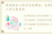 辨别陌生人的方法有哪些，怎样辨识陌生人网上查身份