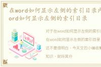 在word如何显示左侧的索引目录内容，在word如何显示左侧的索引目录