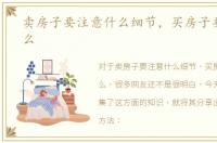 卖房子要注意什么细节，买房子要注意什么