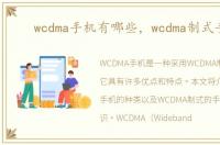 wcdma手机有哪些，wcdma制式手机
