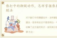 散打中的鞭腿动作，怎样掌握散打的鞭腿腿法