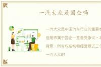 一汽大众是国企吗