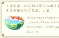 王者荣耀王昭君的技能怎么用才最大最强，王者荣耀王昭君技能、出装和打法