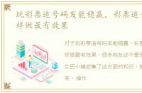玩彩票追号码发能稳赢，彩票追号：怎么样做最有效果