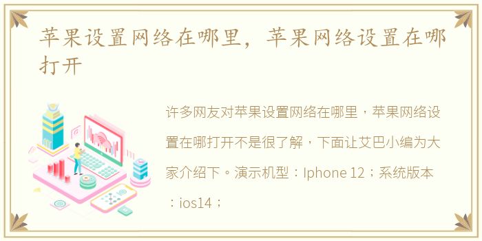 苹果设置网络在哪里，苹果网络设置在哪打开