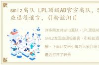 smlz离队 LPL顶级AD官宣离队，SMLZ发回应退役谣言，引粉丝泪目