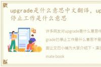 upgrade是什么意思中文翻译，upgrade已停止工作是什么意思