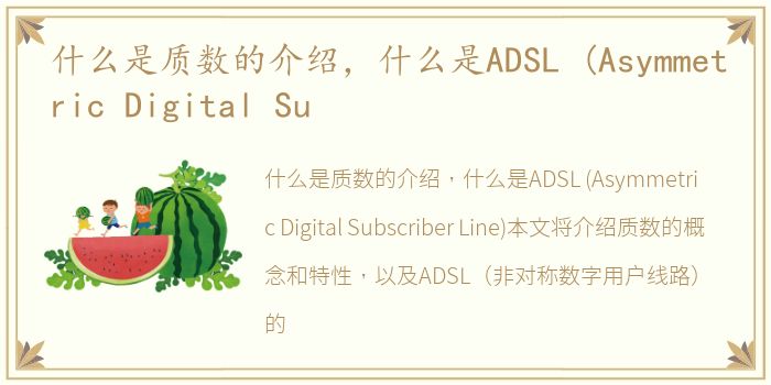 什么是质数的介绍，什么是ADSL (Asymmetric Digital Su