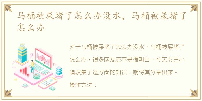 马桶被屎堵了怎么办没水，马桶被屎堵了怎么办