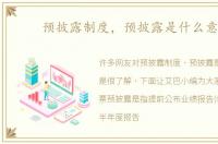 预披露制度，预披露是什么意思