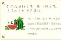 什么是hifi音质，HIFI级音质，目前市面上这些手机音质最好