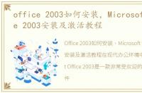 office 2003如何安装，Microsoft Office 2003安装及激活教程