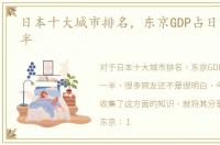 日本十大城市排名，东京GDP占日本全国一半