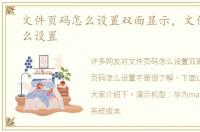 文件页码怎么设置双面显示，文件页码怎么设置