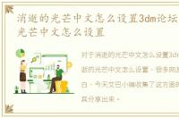 消逝的光芒中文怎么设置3dm论坛，消逝的光芒中文怎么设置