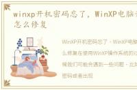 winxp开机密码忘了，WinXP电脑开机报错怎么修复