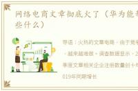 网络电商文章彻底火了（华为能帮他们做些什么）