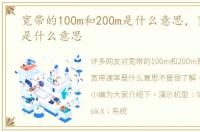 宽带的100m和200m是什么意思，宽带速率是什么意思