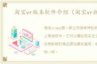 淘宝vr版本软件介绍（淘宝vr版本）