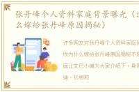 张丹峰个人资料家庭背景曝光（洪欣为什么嫁给张丹峰原因揭秘）