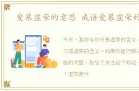 爱慕虚荣的意思 成语爱慕虚荣的意思